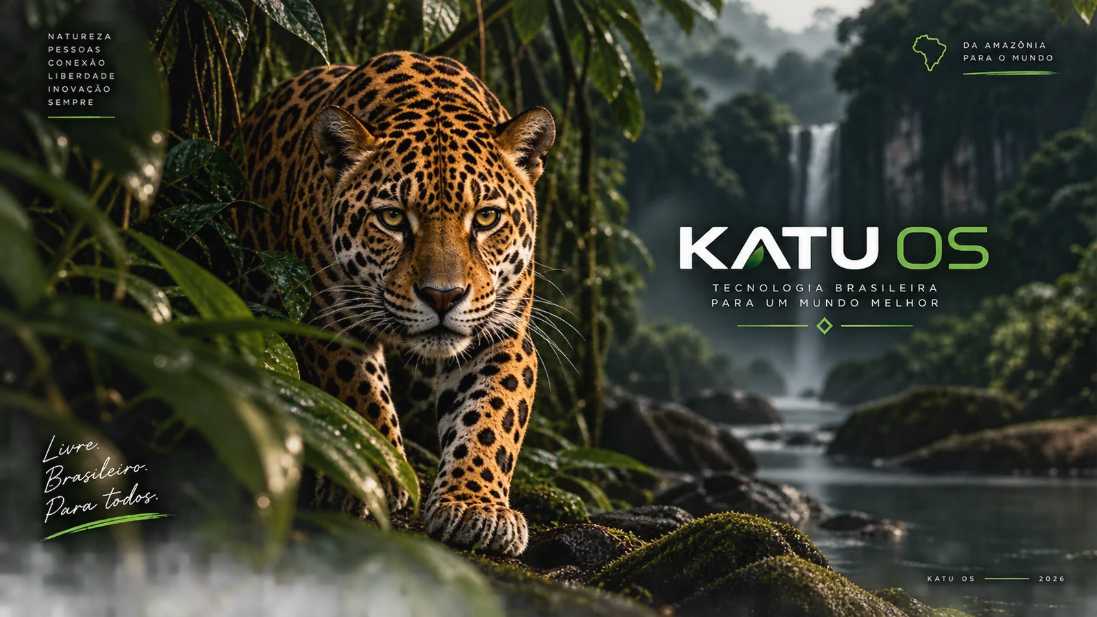 Arte original Katu OS: Onça e floresta